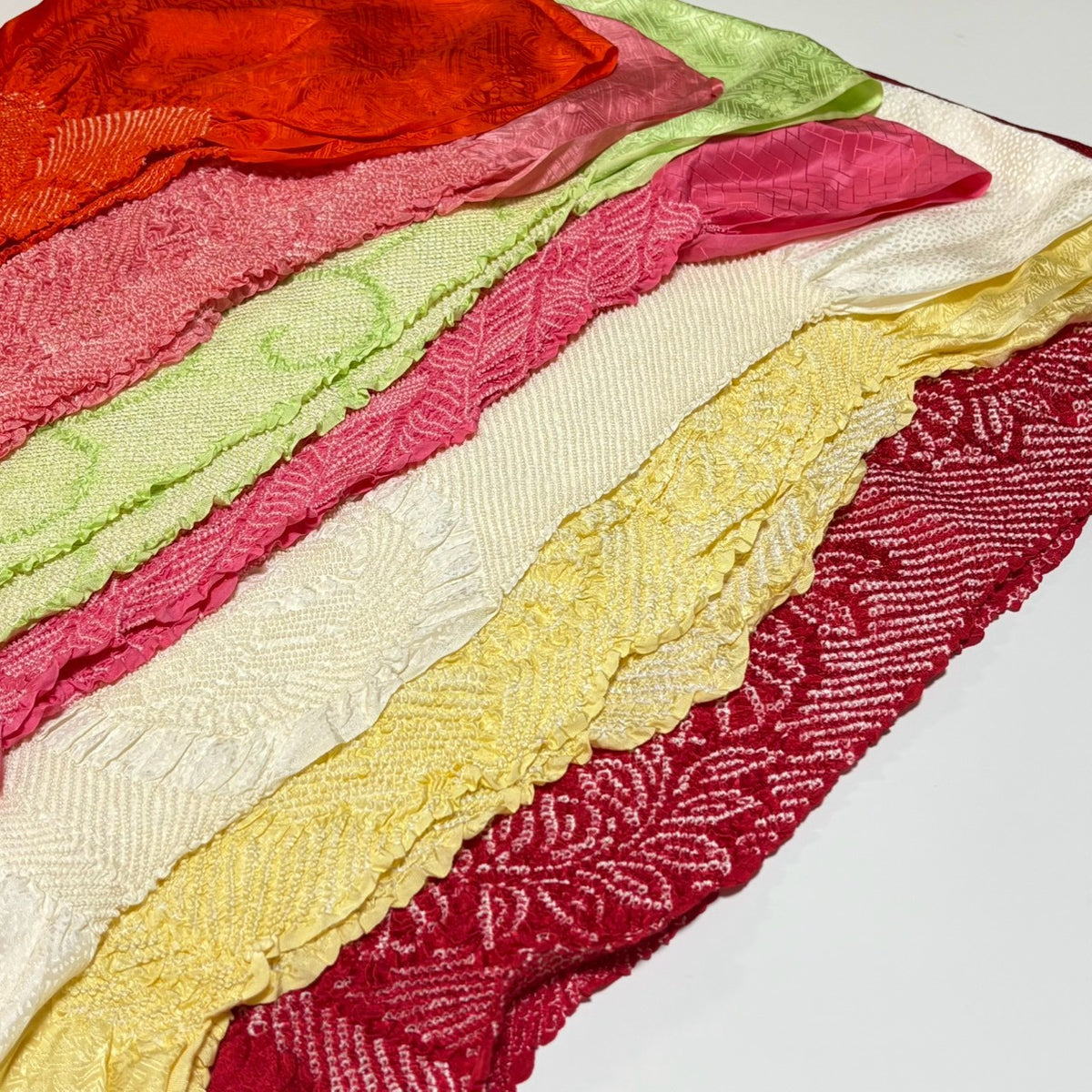 0263# Japanese Vintage Bundle 35pcs Set Bulk Obiage Kimono Silk Wholesale