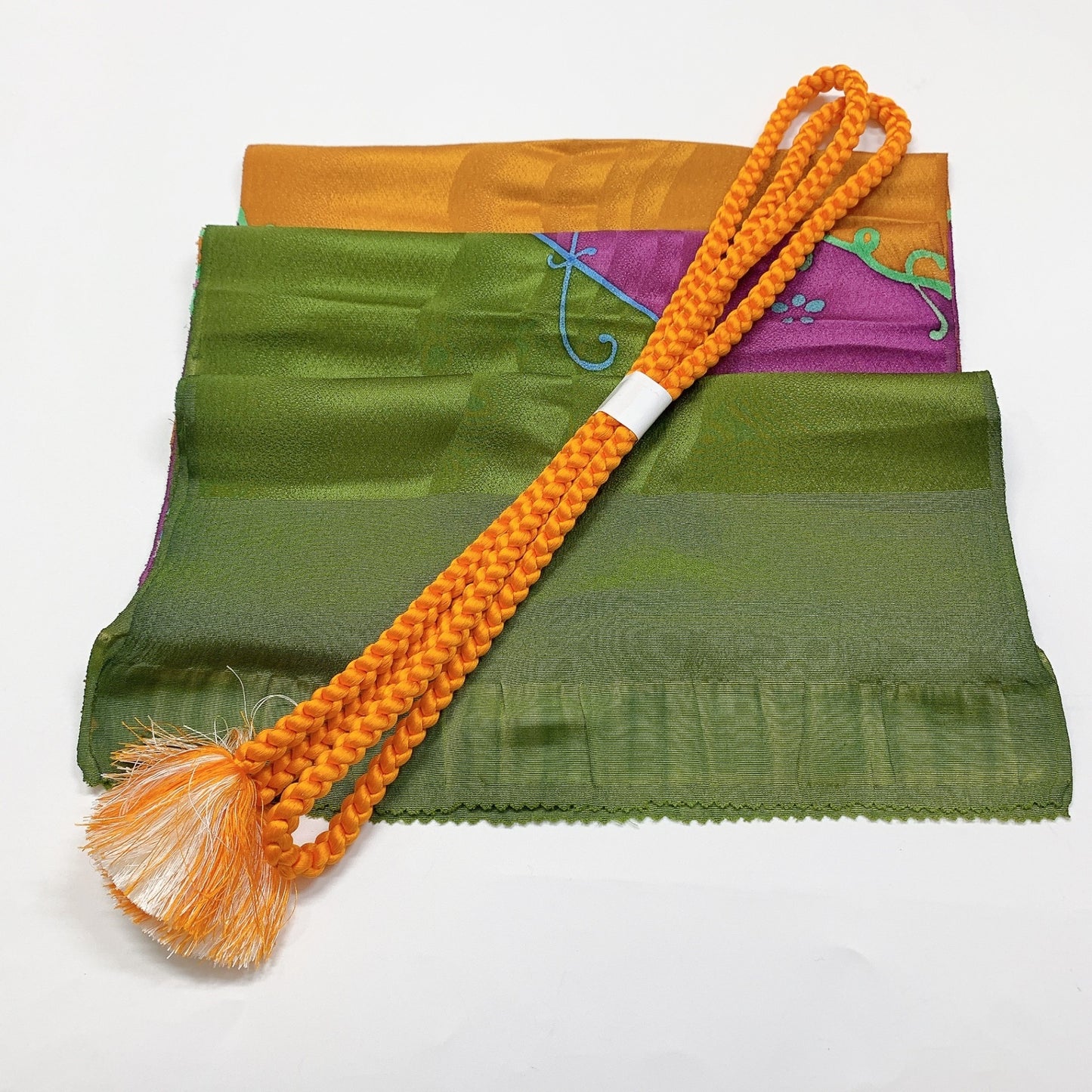 8718# Japanese Kimono Accessory Vintage Obiage and Obijime 2-piece Set Silk