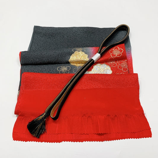 8063# Japanese Kimono Accessory Vintage Obiage and Obijime 2-piece Set Silk
