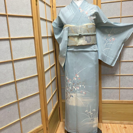 5444# Japanese Kimono only sold Vintage Womens Silk Fabric Robe Summer kimono