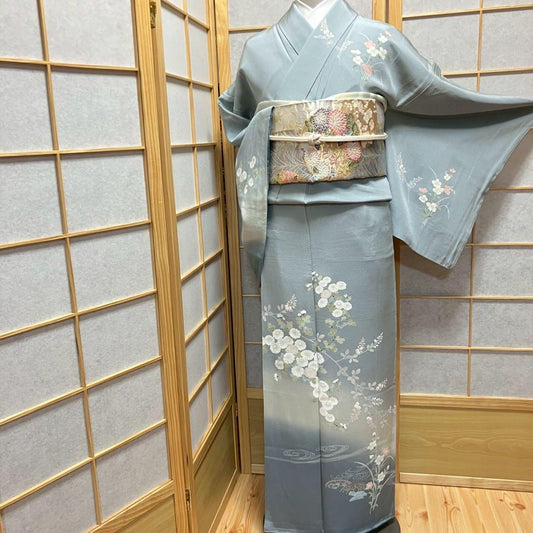 4407# Japanese Kimono Vintage Womens Silk Fabric Robe Kimono only sold