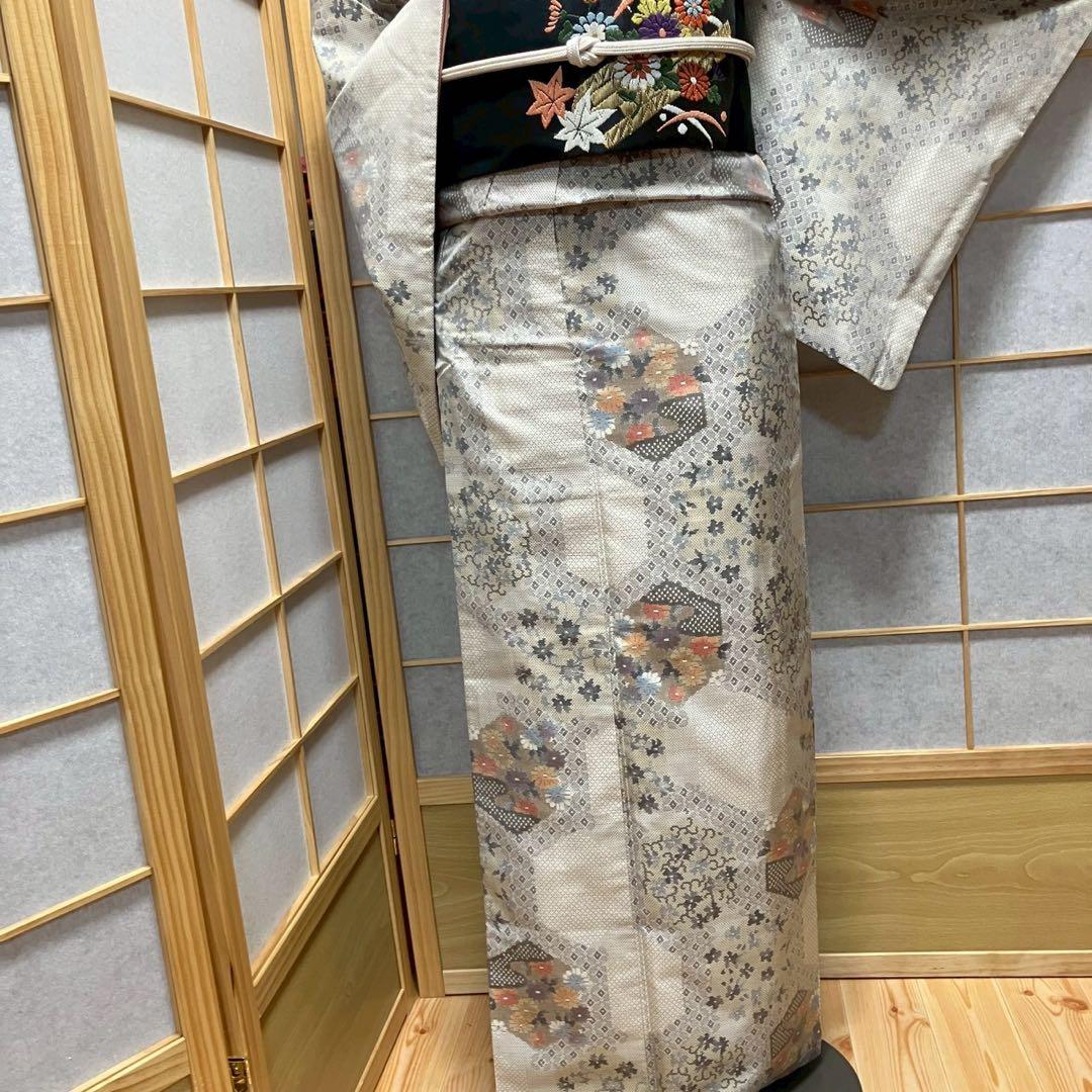 8088# Japanese Kimono Vintage Womens Silk Pongee Fabric Robe Kimono only sold