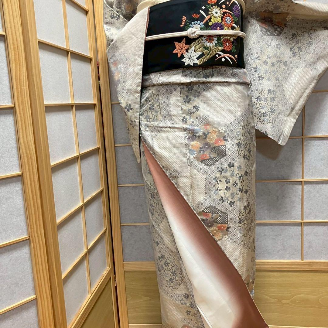 8088# Japanese Kimono Vintage Womens Silk Pongee Fabric Robe Kimono only sold