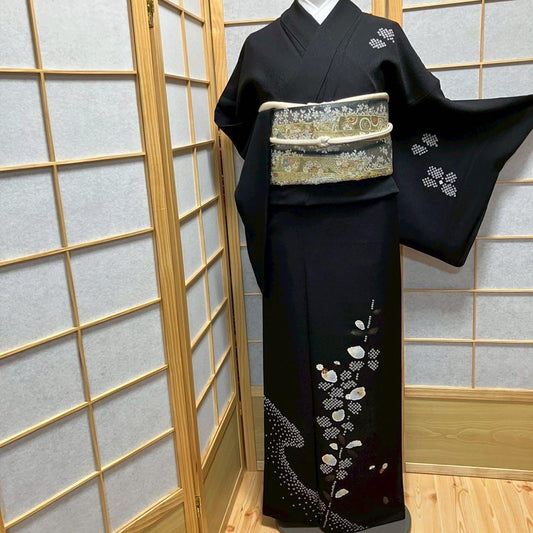 8084# Japanese Kimono Vintage Womens Silk Fabric Robe Kimono only sold Shibori