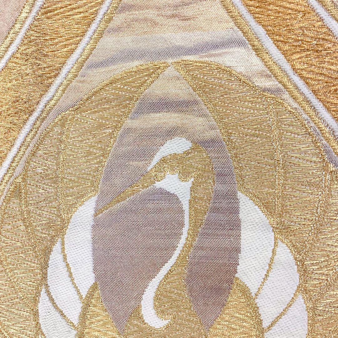 4904# Japanese Vintage Fukuro Obi Belt Kimono Fabric Silk Traditional Gold
