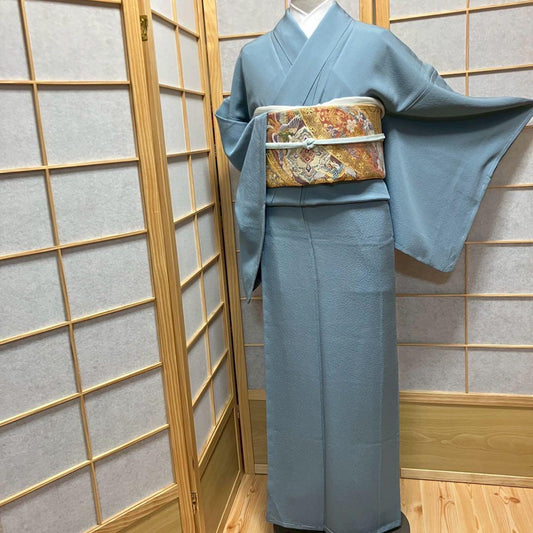 4438# Japanese Kimono Vintage Womens Silk Fabric Robe Kimono only sold Unused