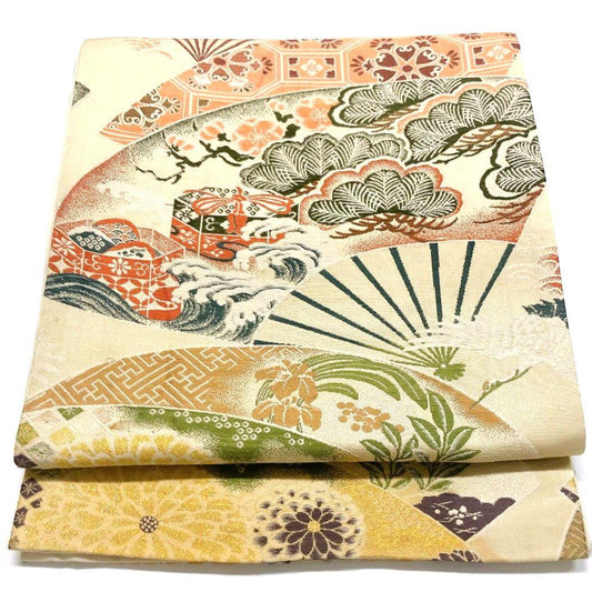 3786# Japanese Vintage Fukuro Obi Belt Kimono Fabric Silk Traditional