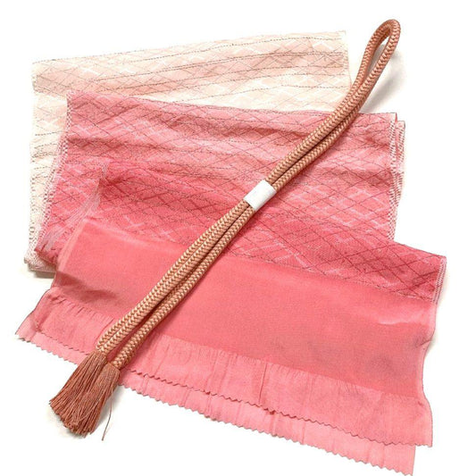 4024# Japanese Kimono Accessory Vintage Obiage and Obijime 2-piece Set Silk