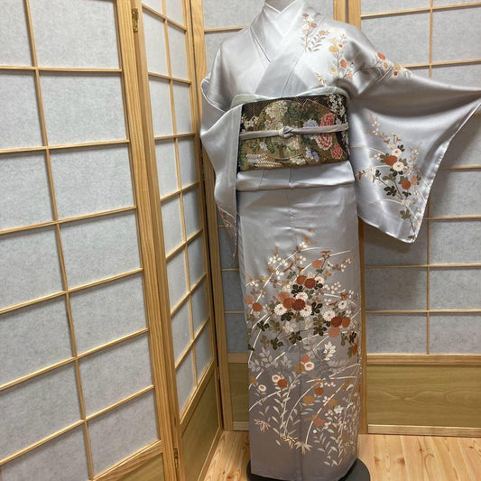 3918# Japanese Kimono Vintage Womens Silk Fabric Robe Kimono only sold