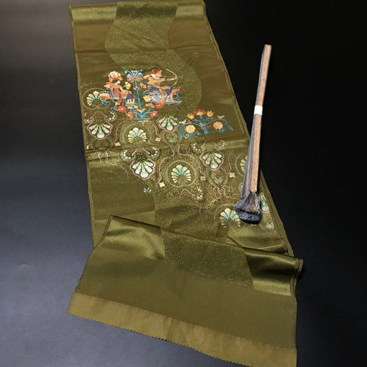 5471# Japanese Kimono Accessory Vintage Obiage and Obijime 2-piece Set Silk