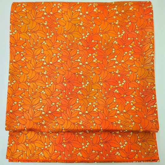 2520# Japanese Vintage Fukuro Obi Belt Kimono Fabric Silk Traditional Orange