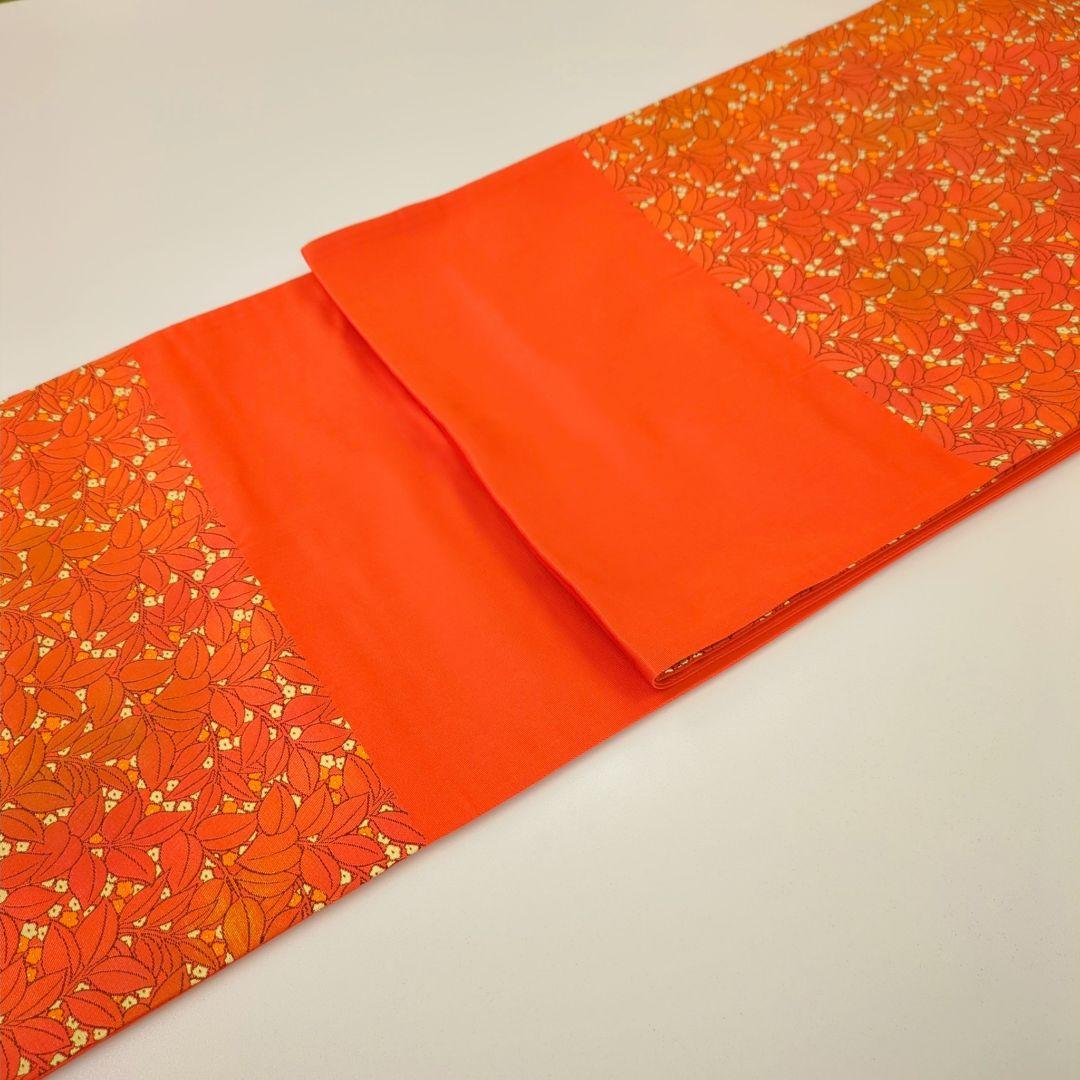 2520# Japanese Vintage Fukuro Obi Belt Kimono Fabric Silk Traditional Orange