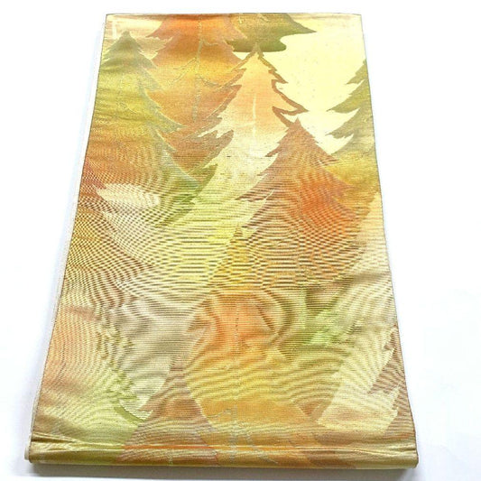 3754# Japanese Vintage Fukuro Obi Belt Kimono Fabric Silk Traditional Gold