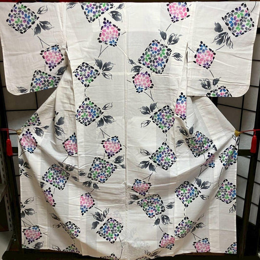 4844# Japanese Yukata Kimono Vintage Cotton Fabric Robe Women's Traditional