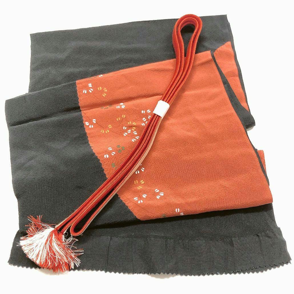 4587# Japanese Kimono Accessory Vintage Obiage and Obijime 2-piece Set Silk