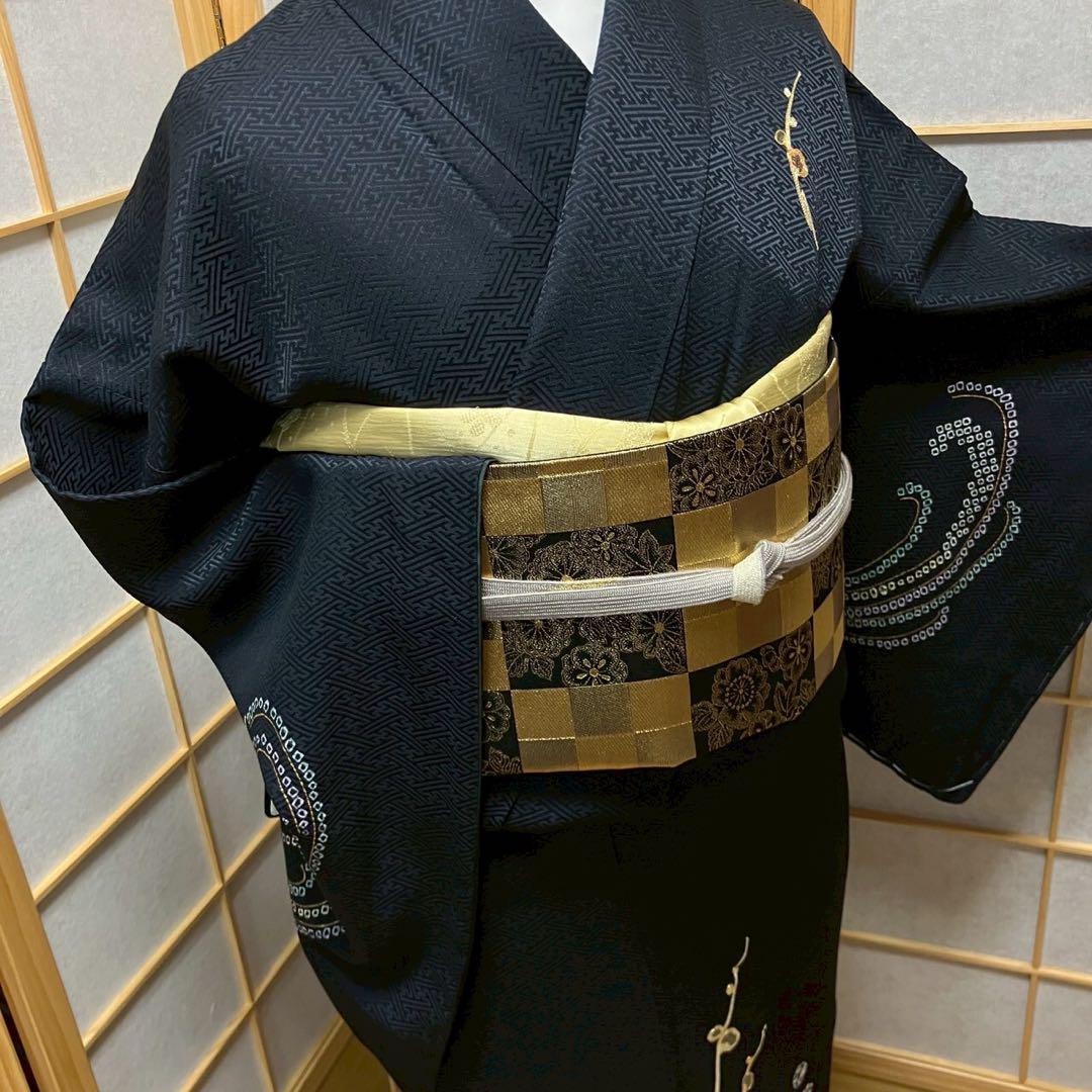 4421# Japanese Kimono Vintage Womens Silk Fabric Robe Kimono only sold Unused