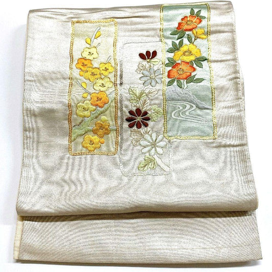 2773# Japanese Vintage Fukuro Obi Belt Kimono Fabric Silk Traditional Embroidery