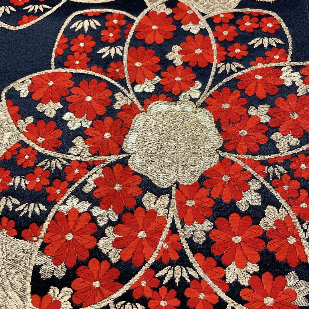 5085# Japanese Vintage Fukuro Obi Belt Kimono Fabric Silk Traditional Black