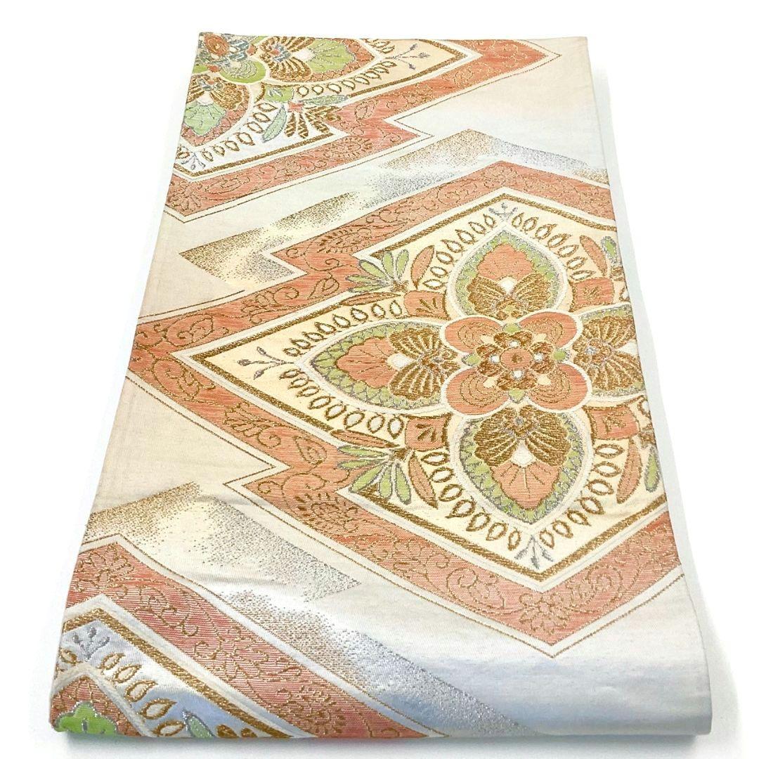 4907# Japanese Vintage Fukuro Obi Belt Kimono Fabric Silk Traditional Orange