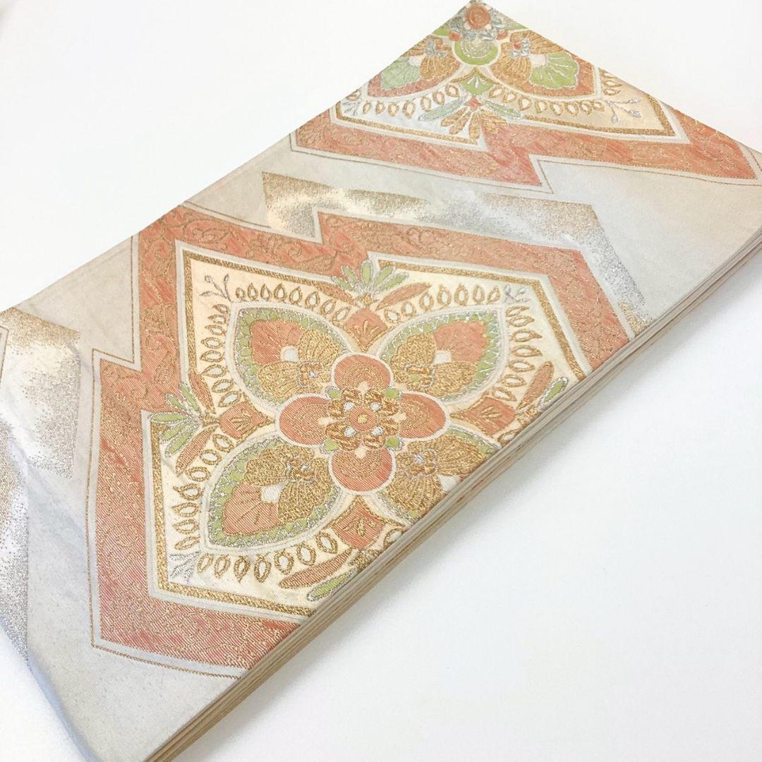4907# Japanese Vintage Fukuro Obi Belt Kimono Fabric Silk Traditional Orange