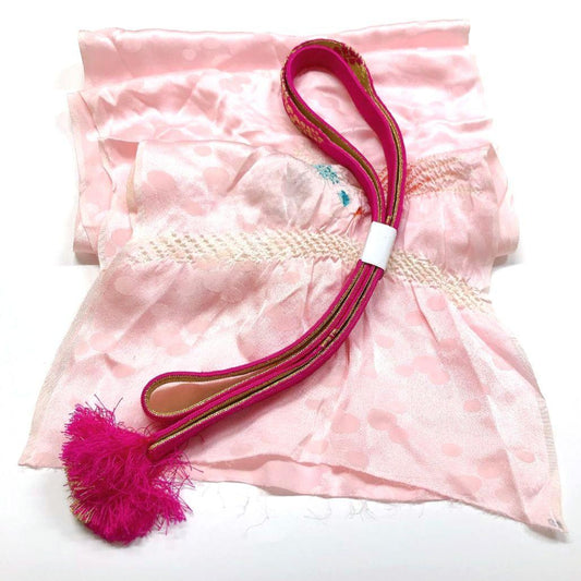 3867# Japanese Kimono Accessory Obiage and Obijime 2-piece Set Silk Shibori