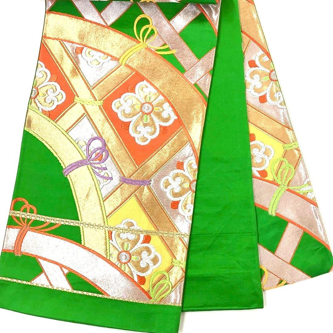 4297# Japanese Vintage Fukuro Obi Belt Kimono Fabric Silk Traditional Untailored　