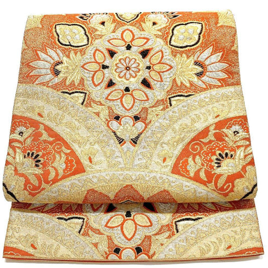 4499# Japanese Vintage Fukuro Obi Belt Kimono Fabric Silk Traditional