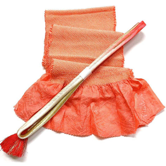 4206# Japanese Kimono Accessory Obiage and Obijime 2-piece Set Silk Shibori