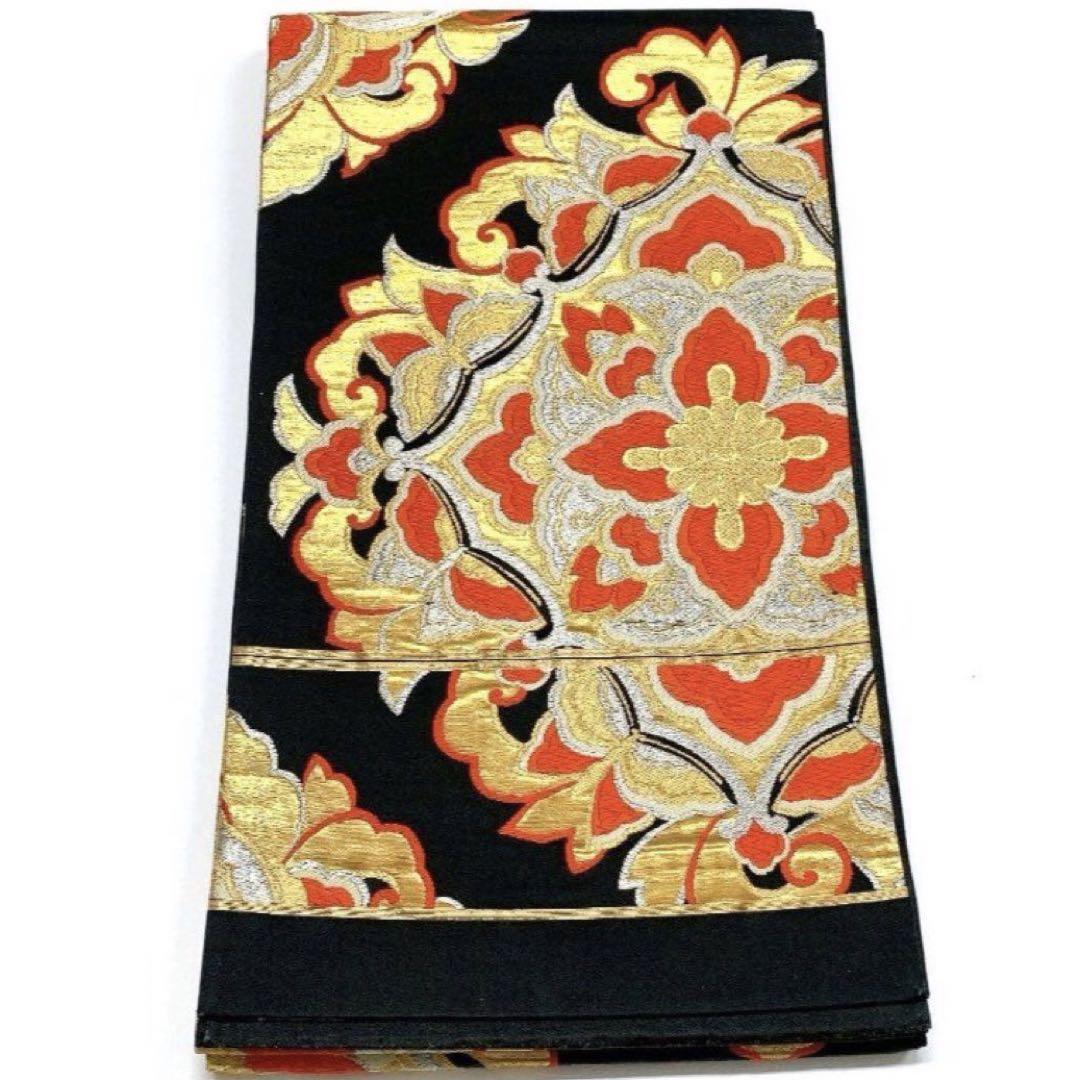3135# Japanese Vintage Furisode Kimono Obi Obijime Obiage 4-Piece Set Silk Robe