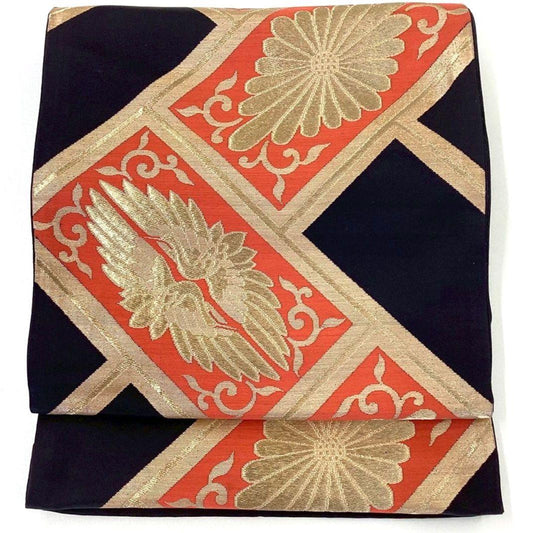 4262# Japanese Vintage Fukuro Obi Belt Kimono Fabric Silk Traditional Untailored