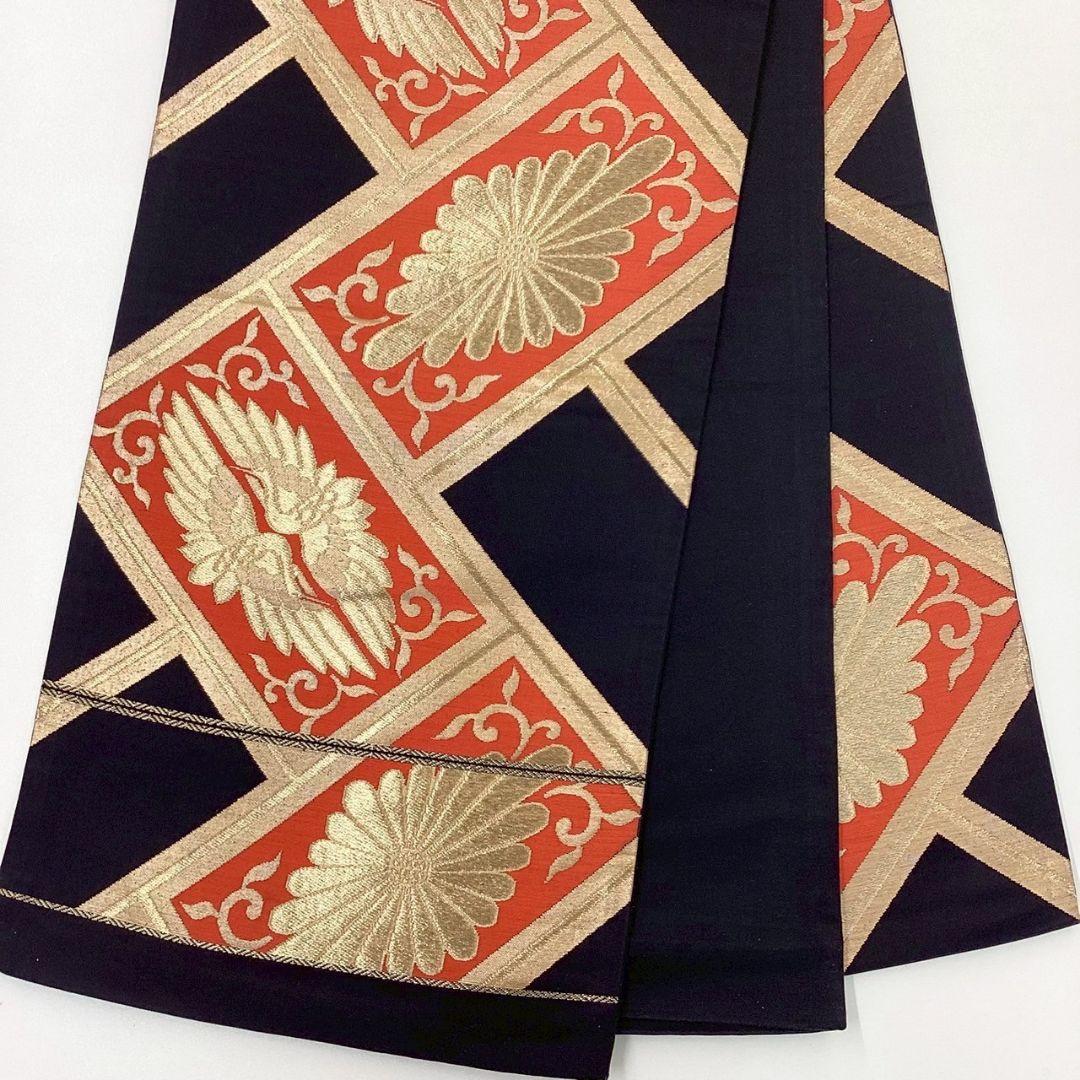 4262# Japanese Vintage Fukuro Obi Belt Kimono Fabric Silk Traditional Untailored