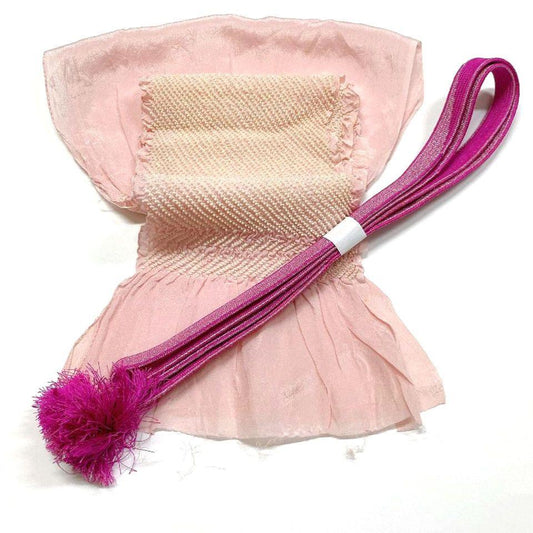 3863# Japanese Kimono Accessory Obiage and Obijime 2-piece Set Silk Shibori