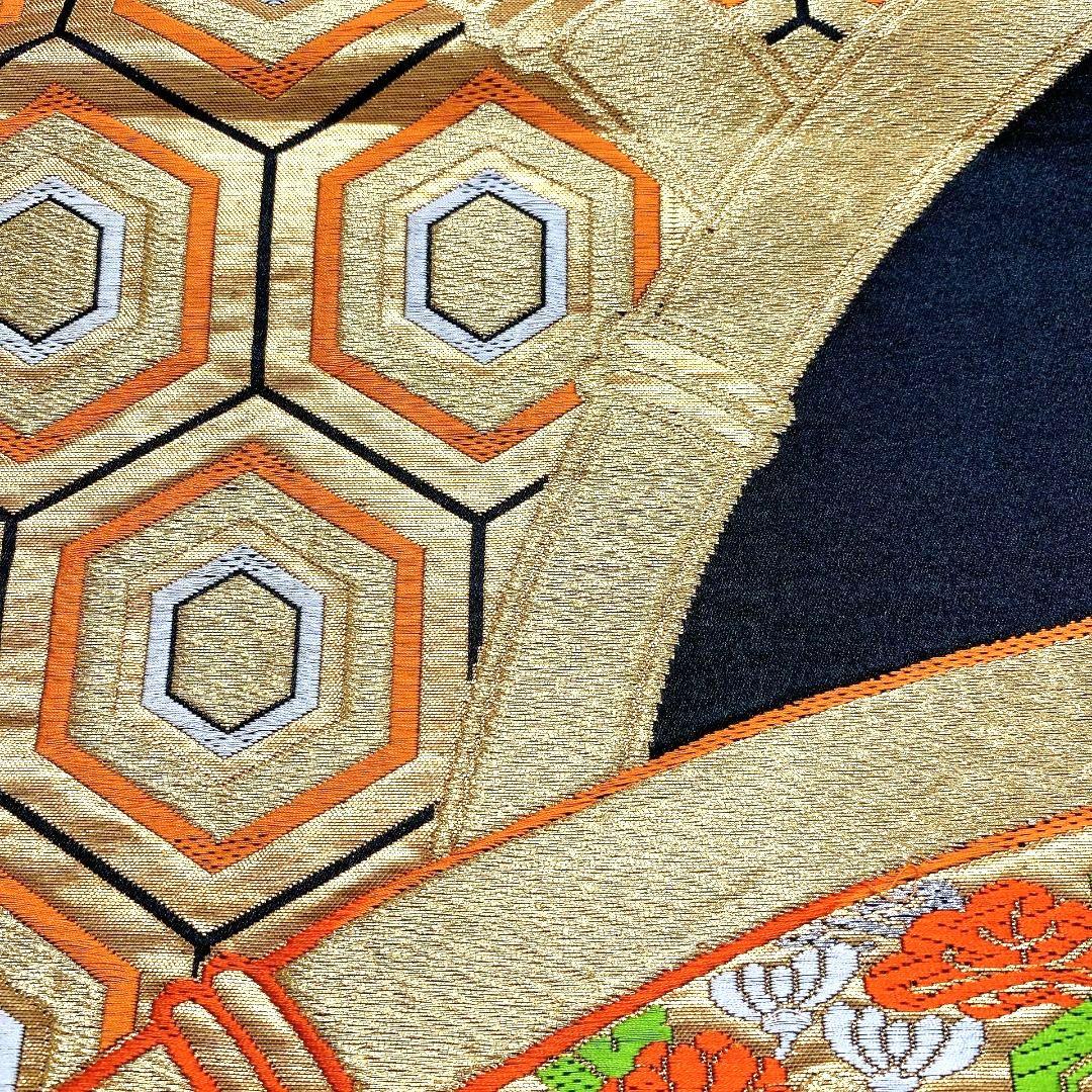 4127# Japanese Vintage Fukuro Obi Belt Kimono Fabric Silk Traditional Black