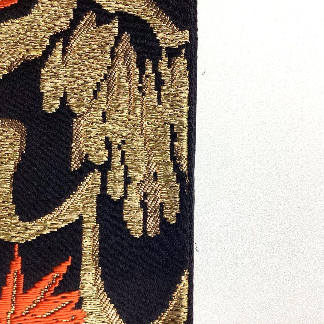 4994# Japanese Vintage Fukuro Obi Belt Kimono Fabric Silk Traditional Black