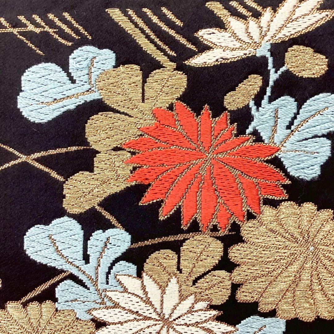 4994# Japanese Vintage Fukuro Obi Belt Kimono Fabric Silk Traditional Black