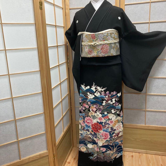 3110# Japanese Tomesode Kimono Vintage Womens Silk Fabric Robe Kimono only sold