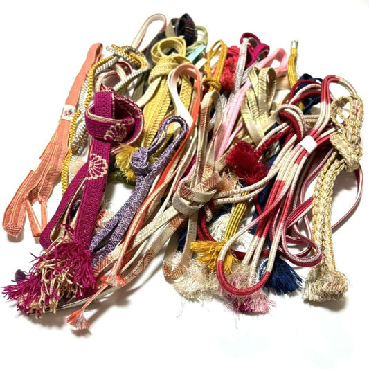 5823# Japanese Vintage Bundle 25pcs Set Bulk Obijime Kimono Silk Wholesale