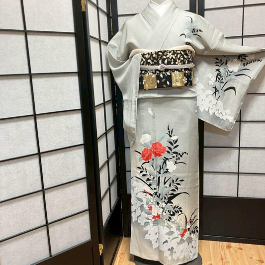 5467# Japanese Kimono Vintage Womens Silk Fabric Robe Kimono only sold