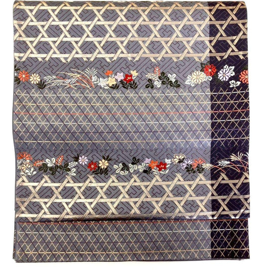 3613# Japanese Vintage Fukuro Obi Belt Kimono Fabric Silk Traditional