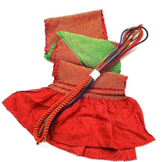 4191# Japanese Kimono Accessory Obiage and Obijime 2-piece Set Silk Shibori