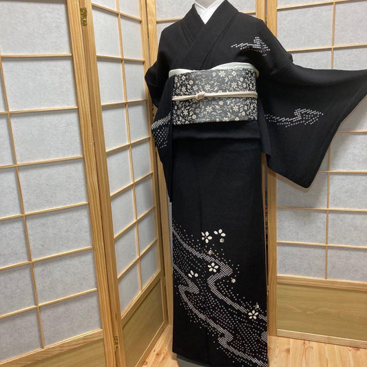 3420# Japanese Kimono Vintage Womens Silk Fabric Robe Kimono only sold Shibori
