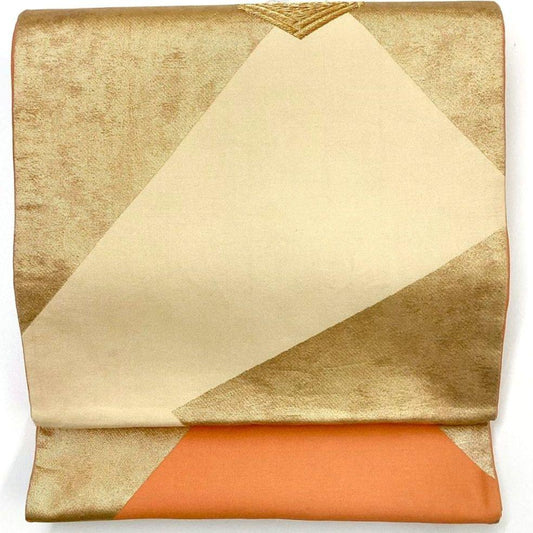4984# Japanese Vintage Fukuro Obi Belt Kimono Fabric Silk Traditional Orange