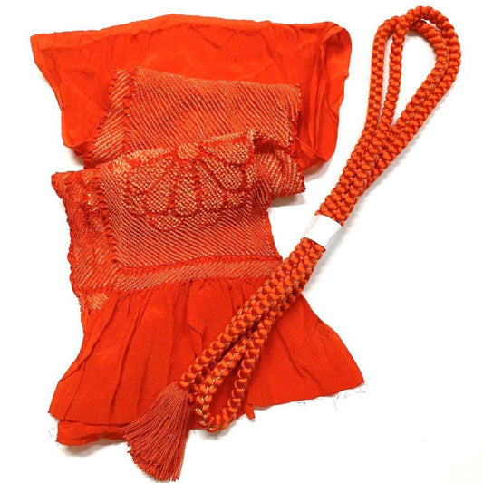 3381# Japanese Kimono Accessory Obiage and Obijime 2-piece Set Silk Shibori