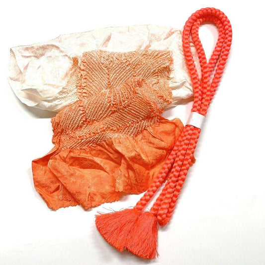 3380# Japanese Kimono Accessory Obiage and Obijime 2-piece Set Silk Shibori