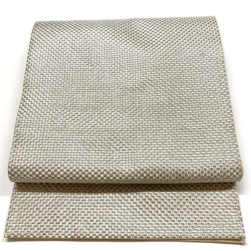 5048# Japanese Vintage Fukuro Obi Belt Kimono Fabric Silk Traditional Silver