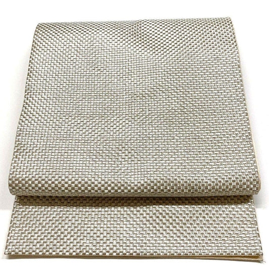 5048# Japanese Vintage Fukuro Obi Belt Kimono Fabric Silk Traditional Silver