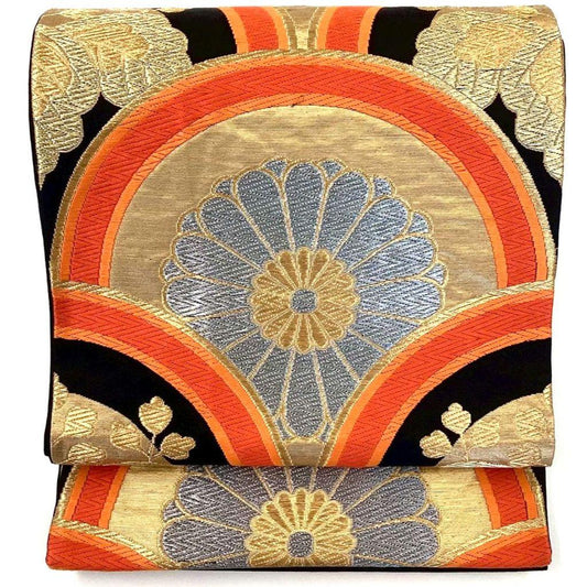 4708# Japanese Vintage Fukuro Obi Belt Kimono Fabric Silk Traditional Embroidery