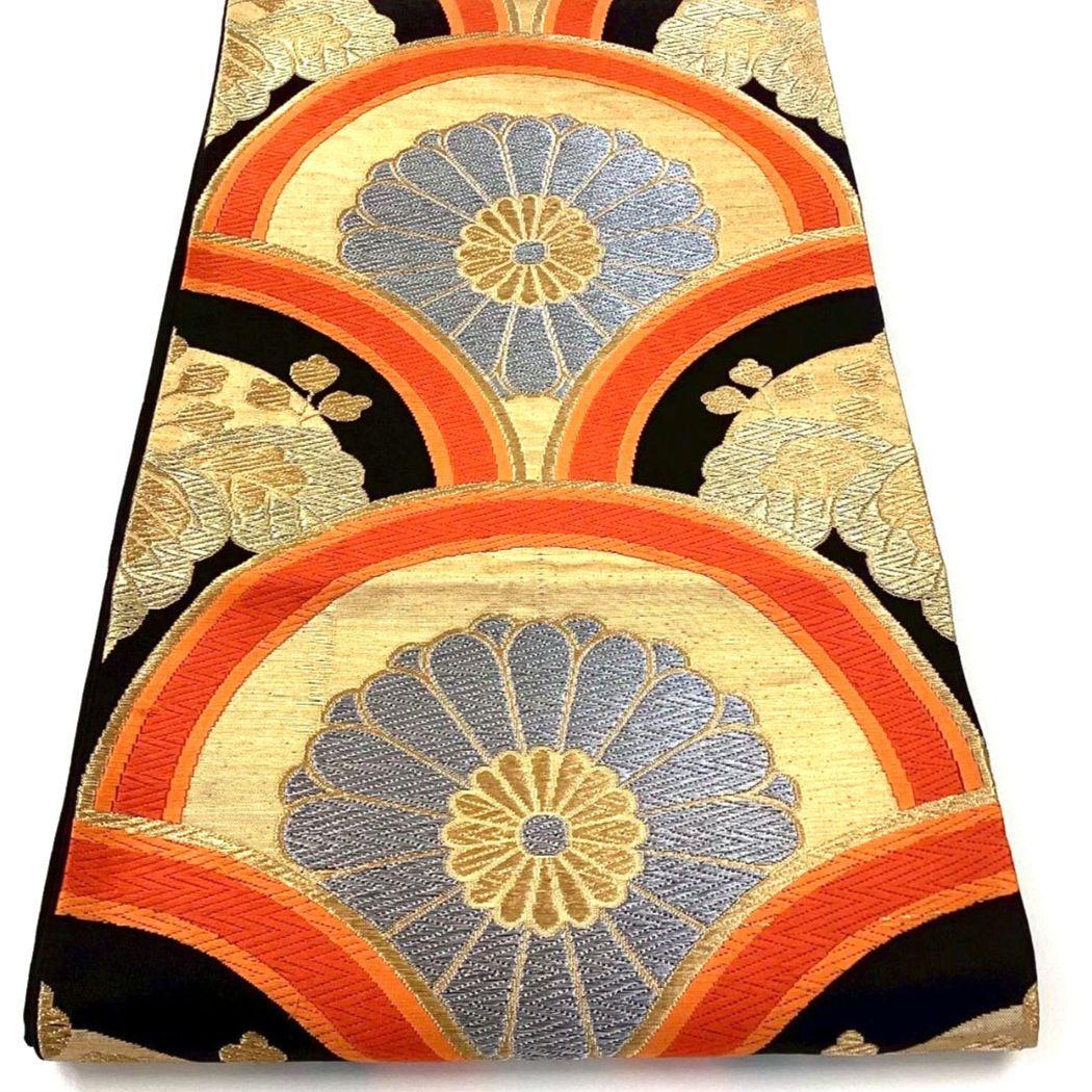 4708# Japanese Vintage Fukuro Obi Belt Kimono Fabric Silk Traditional Embroidery