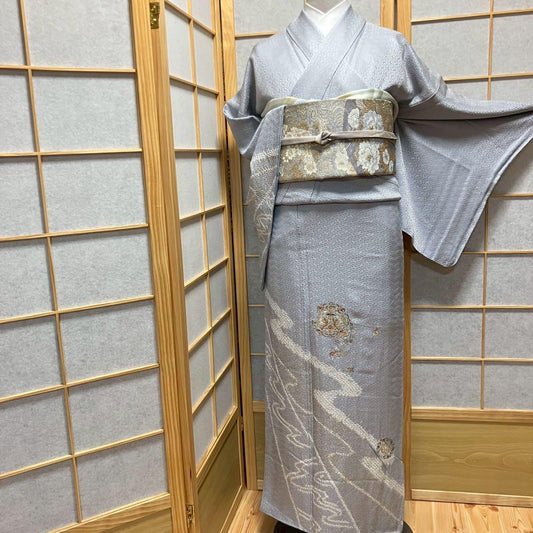 5459# Japanese Kimono Vintage Womens Silk Fabric Robe Kimono only sold Shibori