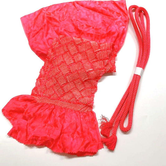 3383# Japanese Kimono Accessory Obiage and Obijime 2-piece Set Silk Shibori